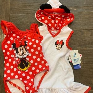 Disney Junior Minnie Mouse swimsuit and cover up